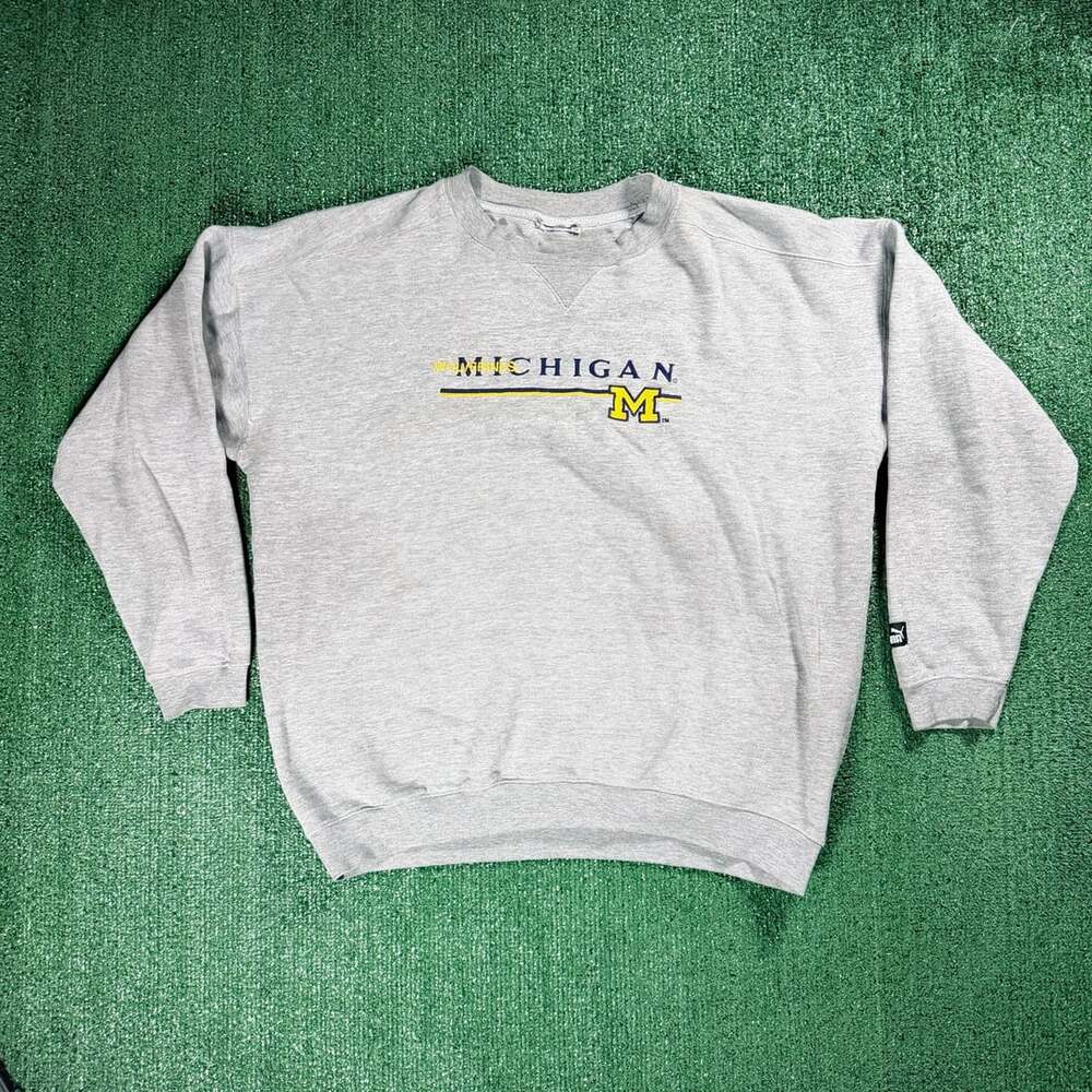 Vintage Puma Michigan Wolverines Crewneck Sweatshirt Size XL